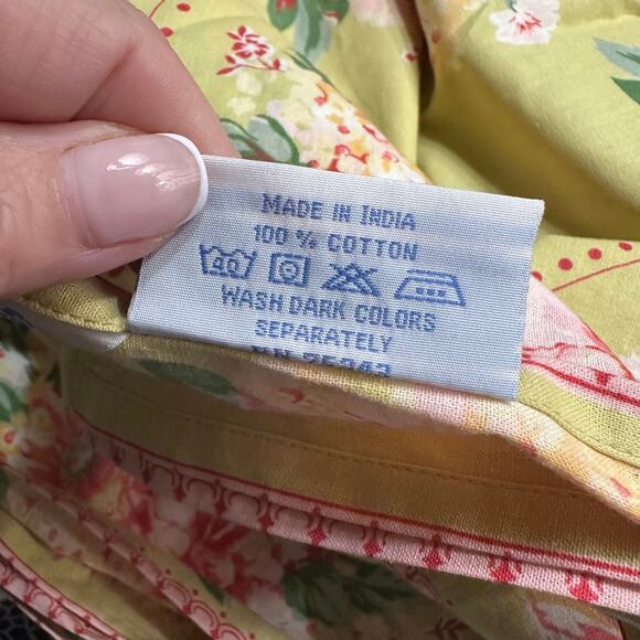 April Cornell Vintage Style Floral Lime Green Pink Tablecloth Rectangle 118 x 59 - Picture 7 of 8